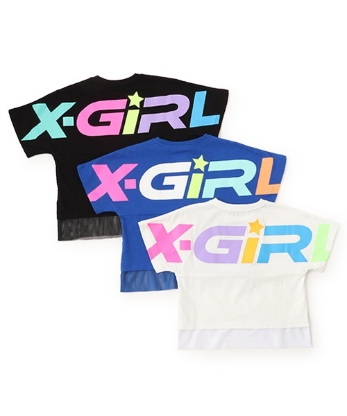 X-girl Stages（エックスガールステージス）の「カラフルロゴメッシュ切替半袖Tシャツ（Tシャツ/カットソー・キッズ・ブルー/オフホワイト/ブラック・110cm/120cm/130cm/140cm/90cm/100cm/80ｃｍ）」の15枚目の写真