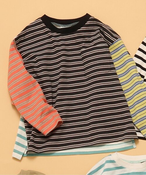 BREEZE(ブリーズ)の「【WEB限定】無地ボーダー長袖Tシャツ_ジュニア対応(Tシャツ/カットソー・キッズ・グリーン/ピンク/ブラック/ブルー/ベージュ/レッド/オフホワイト/ライム/その他11/その他13/ミント/オレンジ/その他12・100/110/90/120/130/140/150)」の1枚目の写真