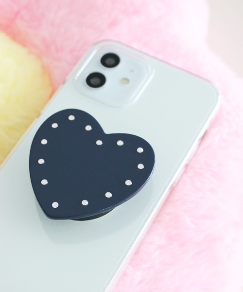 tiny tiny（ティニーティニー）の「ハートストーングリップ[tiny tiny(ティニーティニー)]（スマホグッズ・レディース・ピンク/ネイビー・0）」の2枚目の写真
