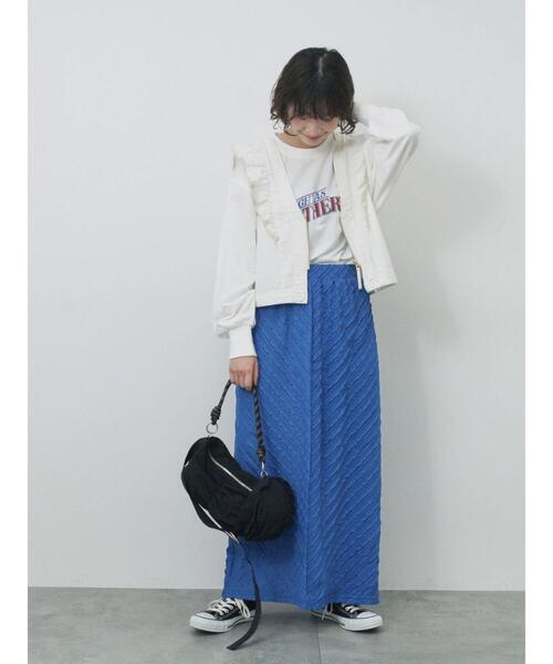 Samansa Mos2 blue（サマンサモスモスブルー）の「ミニ裏毛アソートプリントプルオーバー（ニット/セーター・レディース・グレー/チャコールグレー/ブルー/オフホワイト/イエロー・F）」の11枚目の写真