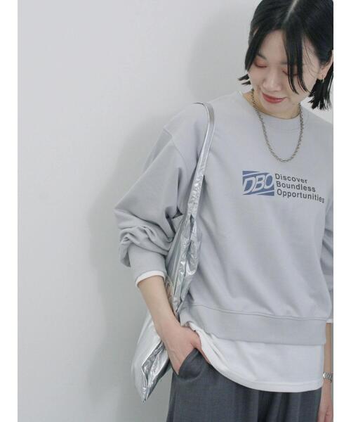 Samansa Mos2 blue（サマンサモスモスブルー）の「ミニ裏毛アソートプリントプルオーバー（ニット/セーター・レディース・グレー/チャコールグレー/ブルー/オフホワイト/イエロー・F）」の13枚目の写真