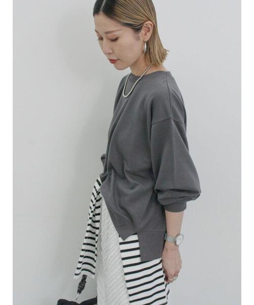 Samansa Mos2 blue（サマンサモスモスブルー）の「ミニ裏毛アソートプリントプルオーバー（ニット/セーター・レディース・グレー/チャコールグレー/ブルー/オフホワイト/イエロー・F）」の18枚目の写真