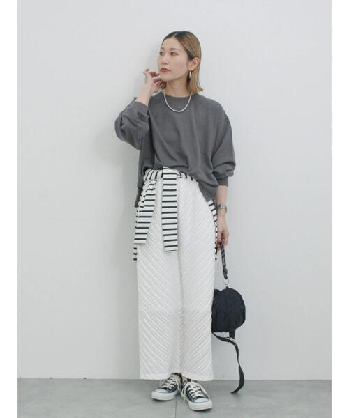 Samansa Mos2 blue（サマンサモスモスブルー）の「ミニ裏毛アソートプリントプルオーバー（ニット/セーター・レディース・グレー/チャコールグレー/ブルー/オフホワイト/イエロー・F）」の21枚目の写真