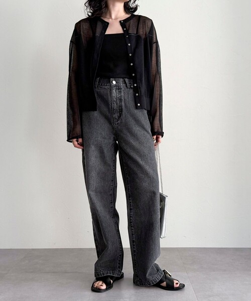 fredy emue（フレディエミュ）の「リネン混配色シアーカーディガン（カーディガン/ボレロ・レディース・グレー/オフホワイト/ブラック/ベビーピンク・38）」の16枚目の写真