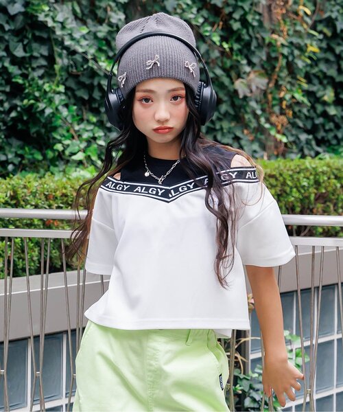 algy(アルジー)の「【AC半袖TIVE/セットアップ】ドッキング半袖T_ 吸水速乾(Tシャツ/カットソー・キッズ・オフホワイト/サックスブルー/ブラック・SMALL/MEDIUM/X-SMALL/XX-SMALL)」の2枚目の写真