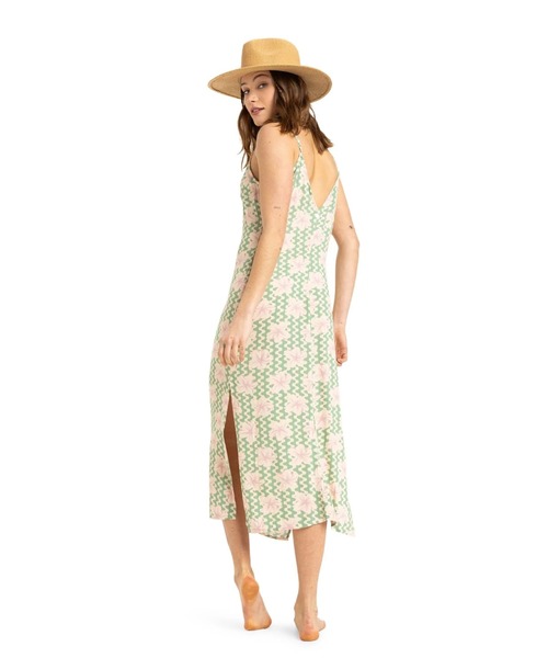 ROXY（ロキシー）の「STAY SUNNY SLIP DRES /ロキシーハイビスカス柄キャミソールロングワンピース（ワンピース・レディース・グリーン・SMALL/MEDIUM/X-SMALL）」の2枚目の写真