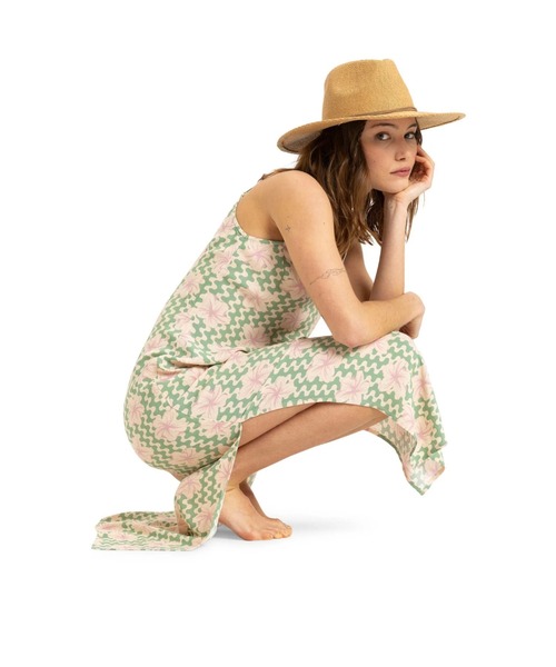 ROXY（ロキシー）の「STAY SUNNY SLIP DRES /ロキシーハイビスカス柄キャミソールロングワンピース（ワンピース・レディース・グリーン・SMALL/MEDIUM/X-SMALL）」の12枚目の写真