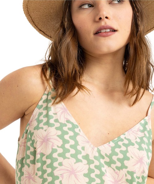 ROXY（ロキシー）の「STAY SUNNY SLIP DRES /ロキシーハイビスカス柄キャミソールロングワンピース（ワンピース・レディース・グリーン・SMALL/MEDIUM/X-SMALL）」の10枚目の写真