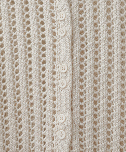 natural couture（ナチュラルクチュール）の「【WEB限定】メッシュ編み衿付きニットカーディガン（カーディガン/ボレロ・レディース・ブラック/サックスブルー/アイボリー・FREE）」の8枚目の写真