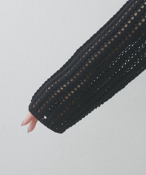 natural couture（ナチュラルクチュール）の「【WEB限定】メッシュ編み衿付きニットカーディガン（カーディガン/ボレロ・レディース・ブラック/サックスブルー/アイボリー・FREE）」の22枚目の写真