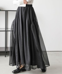 サイドギャザーシフォンスカート
