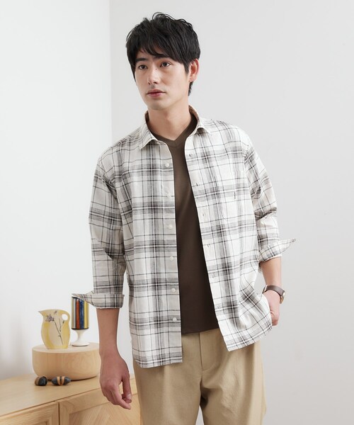 TAKEO KIKUCHI（タケオキクチ）の「【LIMITED】リネンブレンド 7分袖シャツ（シャツ/ブラウス・メンズ・ホワイト/ベージュ系その他4/ブラック・01/02/03/04/05）」の9枚目の写真