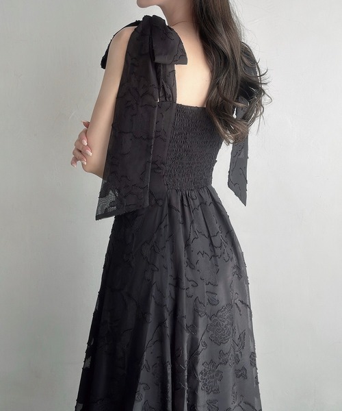 Meiru（メイル）の「ショルダーリボンフラワージャガードキャミワンピース[高身長サイズMT/低身長サイズS有り]（ワンピース・レディース・ブラック/アイボリー/ネイビー・X-LARGE/LARGE/MEDIUM/SMALL/MT）」の15枚目の写真