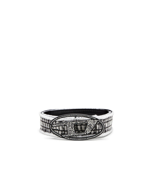 【国内即発】DIESEL『B-1dr Strass 20 ベルト』送料込 B-1DR STRASS 20 1.9cm slim leather belt with crystal buckle