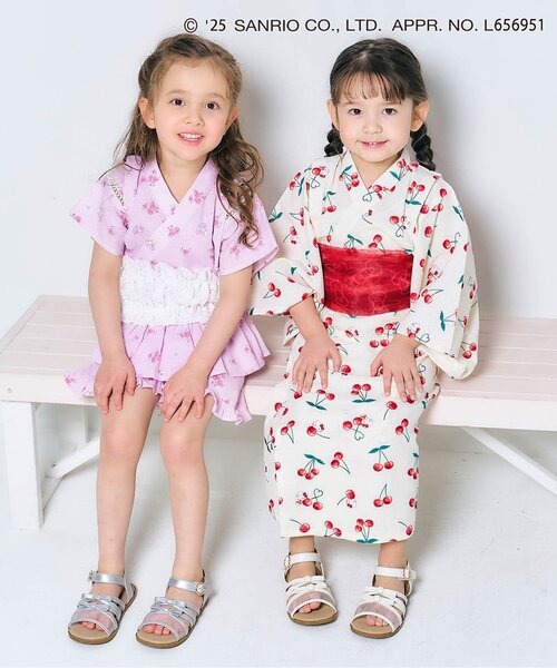 【新品未使用】浴衣 サンリオキャラクターズ浴衣　アイボリー　100 sanrio 浴衣 サンリオキャラクターズ浴衣 キッズ 子供 女の子