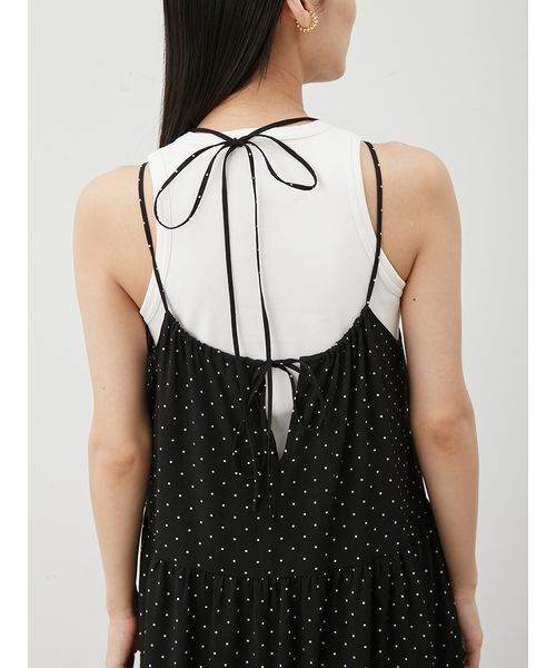 Mila Owen(ミラオーウェン)の「ダブルリボンホルターネックキャミワンピース(ワンピース・レディース・ライム/ドット/モカ・0/1)」の13枚目の写真