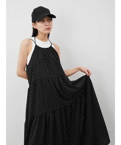 Mila Owen(ミラオーウェン)の「ダブルリボンホルターネックキャミワンピース(ワンピース・レディース・ライム/ドット/モカ・0/1)」の14枚目の写真