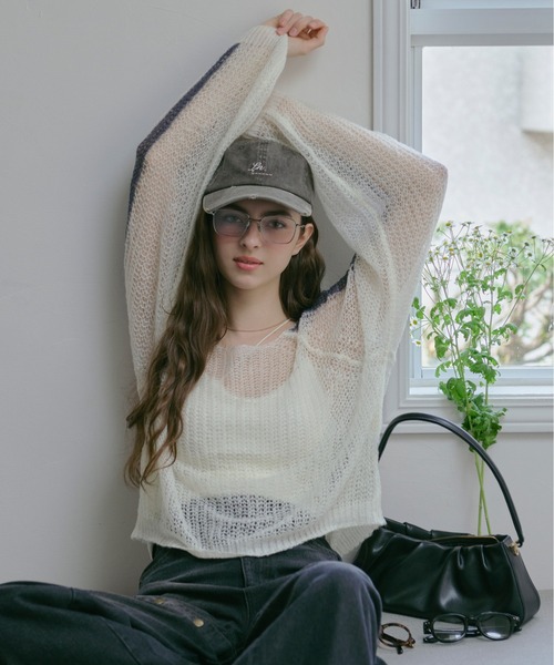 ニット セーター sheer double line knit / シアーダブルラインニット レディース sheer double line knit / シアーダブルラインニット（ニット