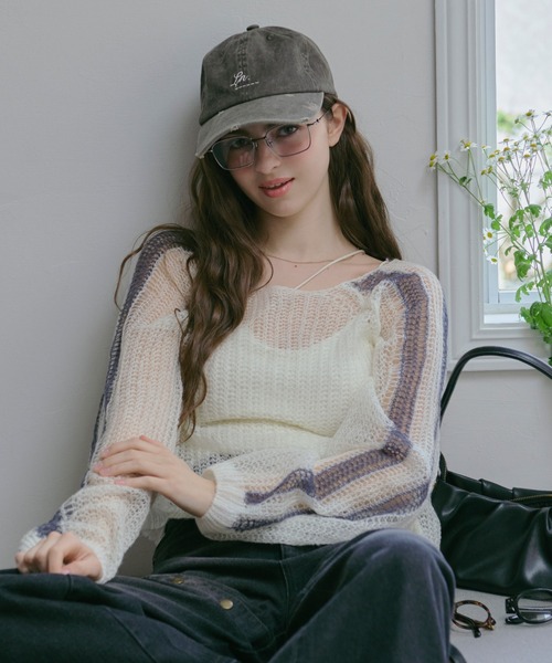 ニット セーター sheer double line knit / シアーダブルラインニット レディース sheer double line knit / シアーダブルラインニット（ニット