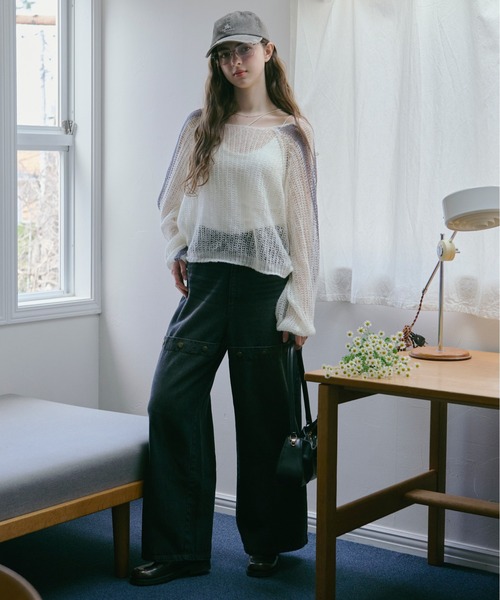 【完売】loin nuit シアーカラーニット グレー loin nuit（ロワンニュイ）の「sheer collar knit / シアーカラー