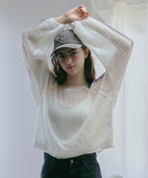 【完売】loin nuit シアーカラーニット グレー loin nuit（ロワンニュイ）の「sheer collar knit / シアーカラー