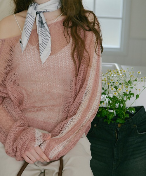 loin nuit ロワンニュイ シアーカラーニット loin nuit