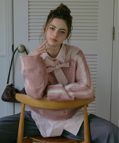 loin nuit（ロワンニュイ）の「sheer double line knit / シアー