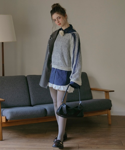 ニット セーター sheer double line knit / シアーダブルラインニット レディース sheer double line knit / シアーダブルラインニット（ニット