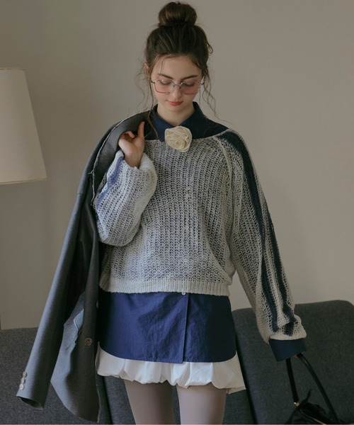 loin nuit（ロワンニュイ）の「sheer double line knit / シアーダブル