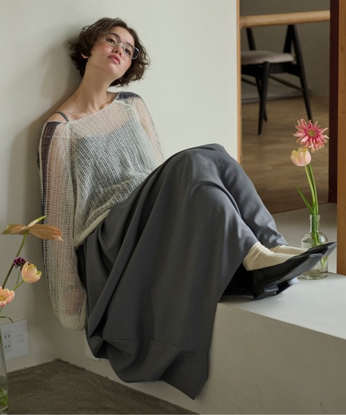 【完売】loin nuit シアーカラーニット グレー loin nuit（ロワンニュイ）の「sheer collar knit / シアーカラー