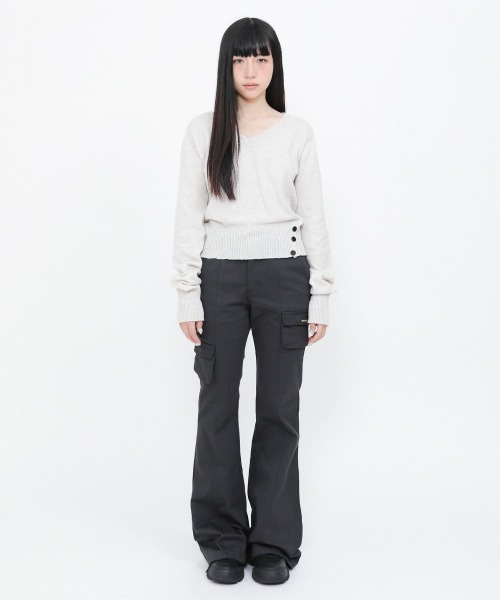 Miseki SEOUL（ミセキソウル）の「Line pocket cargo pants（カーゴパンツ・レディース・チャコール/ブラック・1/2/3）」の13枚目の写真