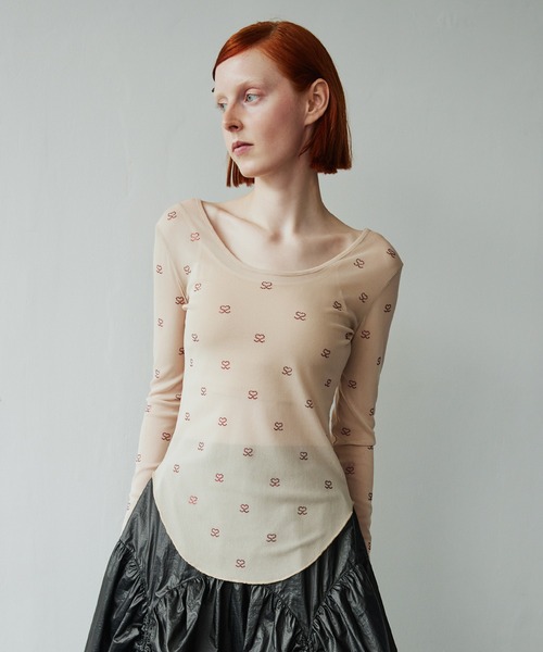 トップス SORIN S Motif Sheer U Neck Top SORIN S Motif Sheer U Neck Top