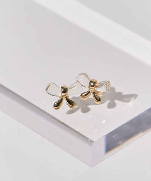 AMERICAN HOLIC（アメリカンホリック）の「クリアメタルリボンピアス（ピアス（両耳用）・レディース・シルバー/ゴールド・FREE）」の2枚目の写真