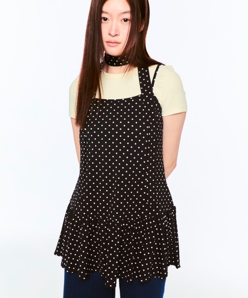 FEKETE（フェケテ）の「POLKA DOT CAMI DRESS (SCARF SET) / ドットキャミワンピース&スカーフ（ワンピース・レディース・アイボリー/ブラック・SMALL/MEDIUM/LARGE）」の2枚目の写真