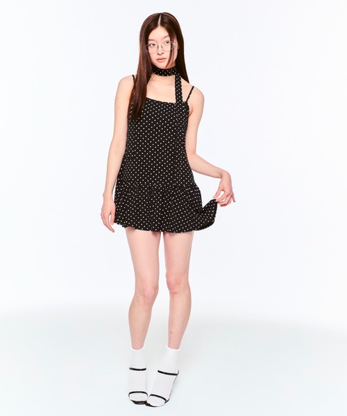 FEKETE（フェケテ）の「POLKA DOT CAMI DRESS (SCARF SET) / ドットキャミワンピース&スカーフ（ワンピース・レディース・アイボリー/ブラック・SMALL/MEDIUM/LARGE）」の3枚目の写真