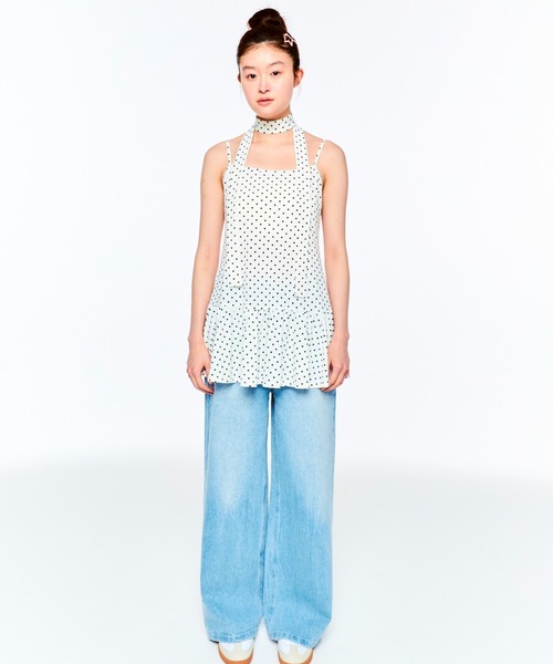FEKETE（フェケテ）の「POLKA DOT CAMI DRESS (SCARF SET) / ドットキャミワンピース&スカーフ（ワンピース・レディース・アイボリー/ブラック・SMALL/MEDIUM/LARGE）」の6枚目の写真