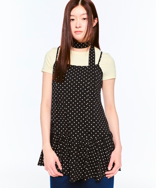 FEKETE（フェケテ）の「POLKA DOT CAMI DRESS (SCARF SET) / ドットキャミワンピース&スカーフ（ワンピース・レディース・アイボリー/ブラック・SMALL/MEDIUM/LARGE）」の9枚目の写真