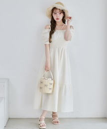 one after another NICE CLAUP | シャーリングロングワンピース(ワンピース)