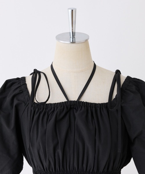 one after another NICE CLAUP（ワンアフターアナザーナイスクラップ）の「シャーリングロングワンピース（ワンピース・レディース・ブラック/ライトブルー/イエロー系その他/ブラック系その他/ドット/アイボリー・FREE）」の9枚目の写真