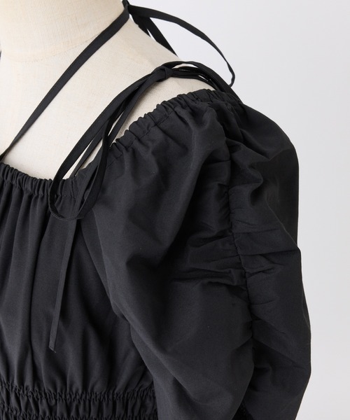 one after another NICE CLAUP（ワンアフターアナザーナイスクラップ）の「シャーリングロングワンピース（ワンピース・レディース・ブラック/ライトブルー/イエロー系その他/ブラック系その他/ドット/アイボリー・FREE）」の10枚目の写真