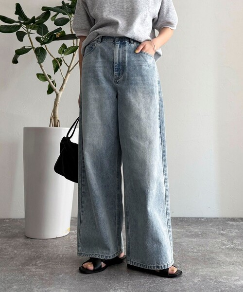 fredy emue（フレディエミュ）の「ルーズストレートデニムパンツ（デニムパンツ・レディース・ネイビー/サックスブルー・38/36）」の7枚目の写真