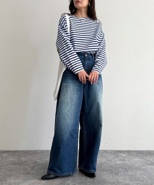 fredy emue（フレディエミュ）の「ルーズストレートデニムパンツ（デニムパンツ・レディース・ネイビー/サックスブルー・38/36）」の20枚目の写真