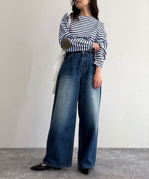 fredy emue（フレディエミュ）の「ルーズストレートデニムパンツ（デニムパンツ・レディース・ネイビー/サックスブルー・38/36）」の21枚目の写真