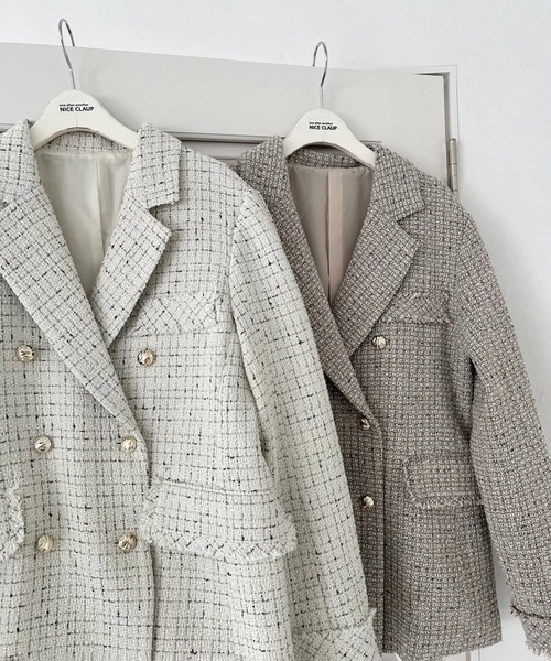 lalala♡CARLA ピオニーツイードジャケット　新品 完売♡CARLA ピオニーツイードジャケット サイズ1 ツイードジャケット