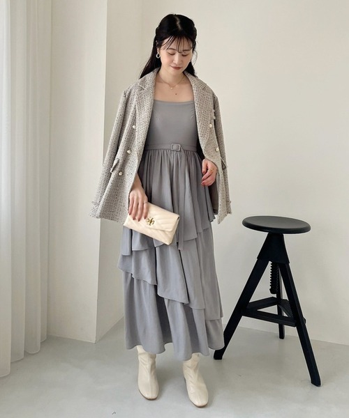 one after another NICE CLAUP(ワンアフターアナザーナイスクラップ)の「【Cherie chuu】ツイードジャケット(テーラードジャケット・レディース・ホワイト系その他/グレイッシュベージュ・FREE)」の20枚目の写真