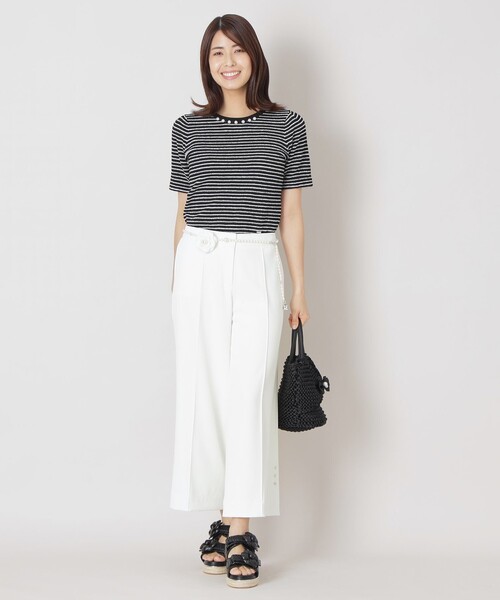TO BE CHIC(トゥー ビー シック)の「ピンタック ワイドパンツ(その他パンツ・レディース・ダークネイビー/オフホワイト・42/40)」の3枚目の写真
