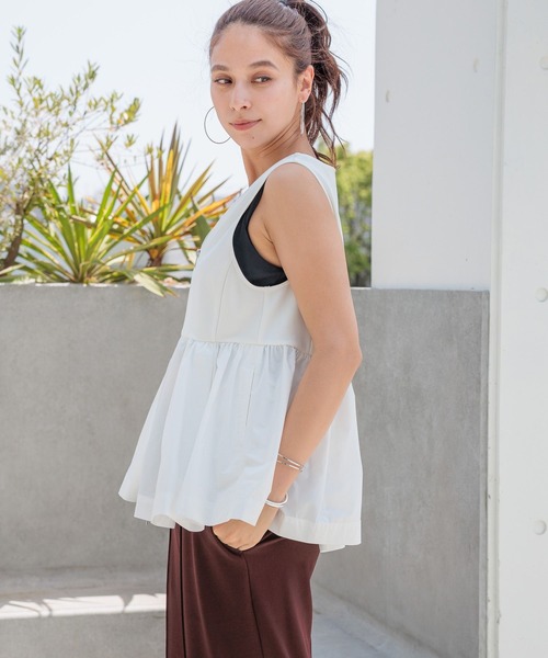 HEREIAM（ヘレイアム）の「【HEREIAM】素材MIXが主役級の1枚/ペプラムジレ（ベスト・レディース・ネイビー/ブラック/オフホワイト・FREE）」の9枚目の写真