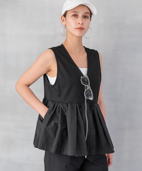 HEREIAM（ヘレイアム）の「【HEREIAM】素材MIXが主役級の1枚/ペプラムジレ（ベスト・レディース・ネイビー/ブラック/オフホワイト・FREE）」の13枚目の写真