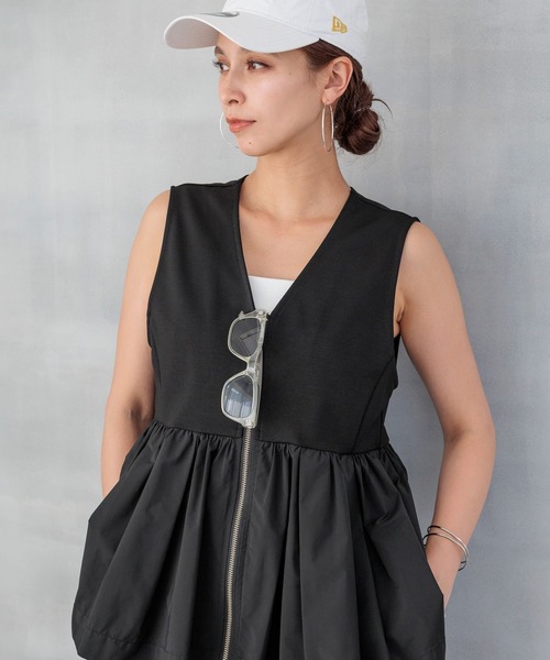 HEREIAM（ヘレイアム）の「【HEREIAM】素材MIXが主役級の1枚/ペプラムジレ（ベスト・レディース・ネイビー/ブラック/オフホワイト・FREE）」の16枚目の写真