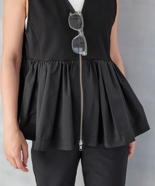 HEREIAM（ヘレイアム）の「【HEREIAM】素材MIXが主役級の1枚/ペプラムジレ（ベスト・レディース・ネイビー/ブラック/オフホワイト・FREE）」の17枚目の写真